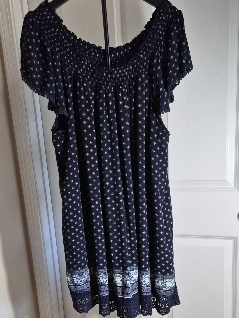 Tantrums Black Printed Off-Shoulder Shift